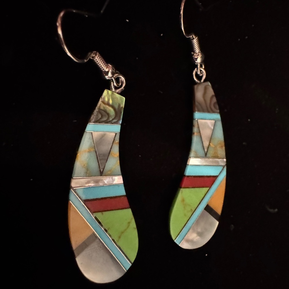 Colorful Geometric inlay Drop Earrings